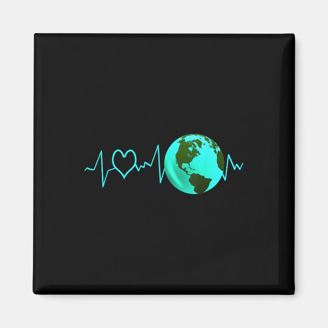 Aimant Jour des terres Heartbeat Recycling Climate Change (Devant)