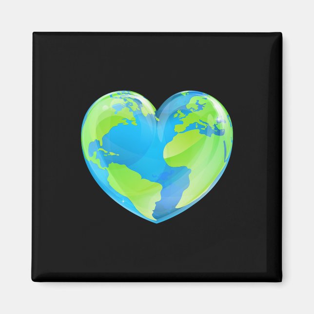 Aimant Jour des terres Love Heart World Globe (Devant)
