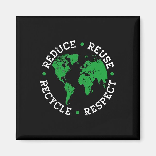 Aimant Jour des terres Recycle Réduire Réutiliser Respect (Devant)