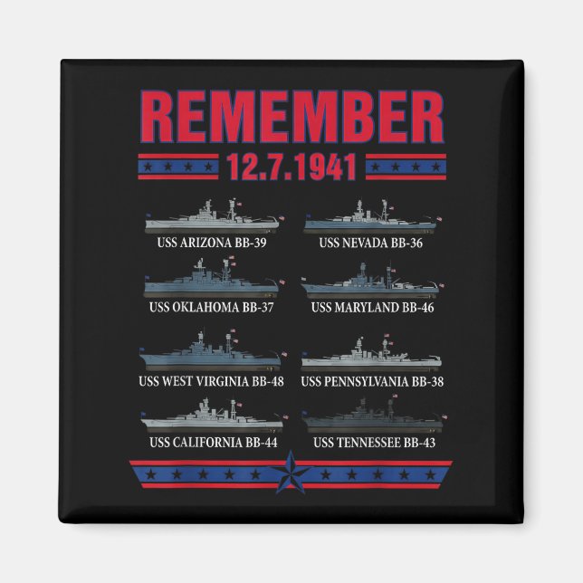 Aimant Jour du souvenir de Pearl Harbor le 7 décembre (Devant)