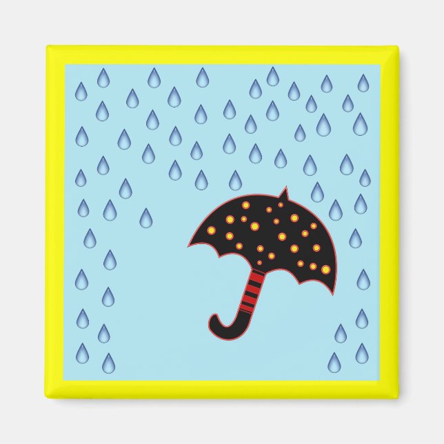 Aimant jour pluvieux avec parapluie (Devant)