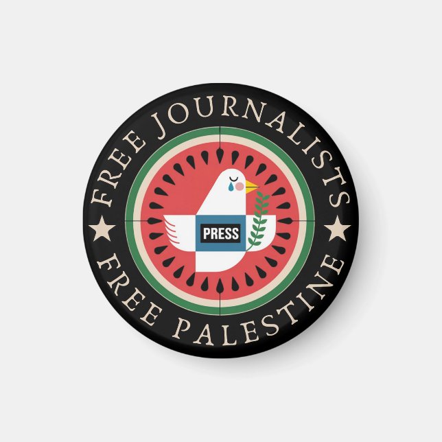 Aimant Journalistes libres Libérez la Palestine (Devant)