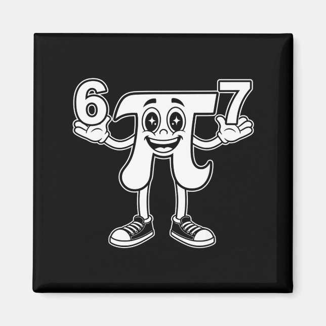 Aimant Journée drôle 3.14 symbole 67 mème blague mathémat (Devant)