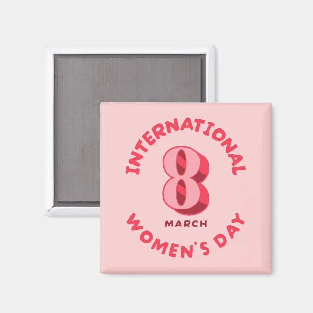 Aimant Journée internationale de la femme rose 8 mars (Recto/Verso)