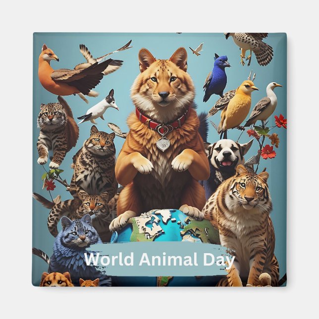 Aimant Journée mondiale des animaux (Devant)