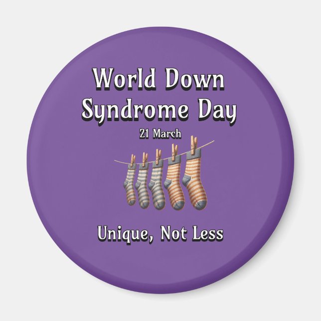 Aimant Journée mondiale du syndrome de Down. Unique non m (Devant)