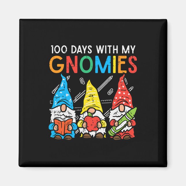 Aimant Jours Avec Mes Gnomies Mignonne Enseignant 100e Jo (Devant)