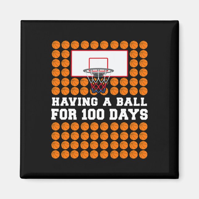 Aimant Jours De Basket-Ball 100e Jour Cadeau Pour (Devant)