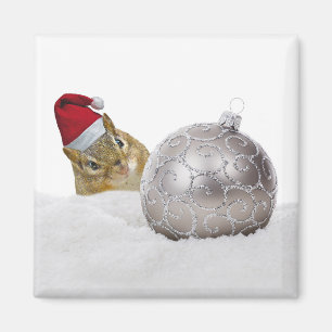 Aimant Jours de Noël d'argent et de neige à Chipmunk