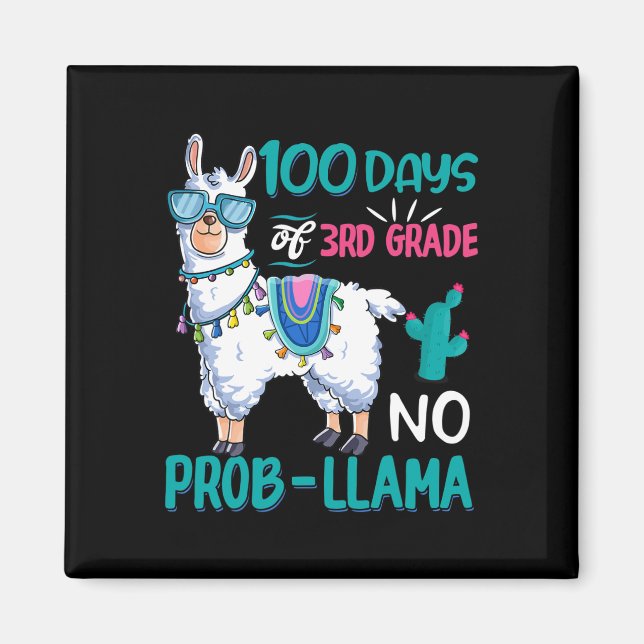 Aimant Jours D'École Pas De Problème Llama 3e Classe Teac (Devant)