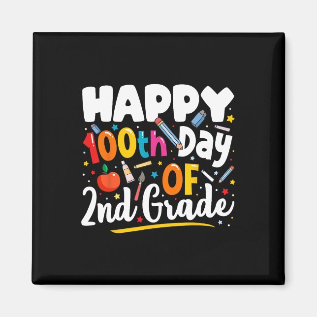 Aimant Jours D'Enseignant Don 100e Jour De 2e Année (Devant)