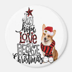 Aimant Joy Hope Love Peace Noël Pembroke Welsh Corgi