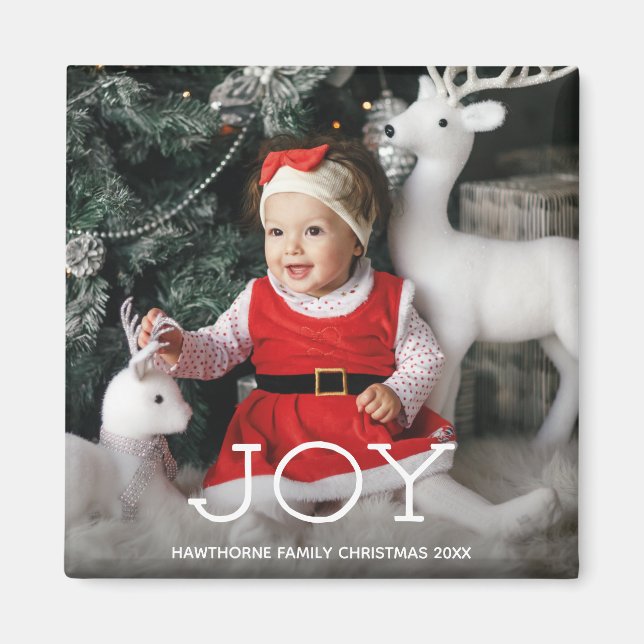 Aimant "JOY" Noël élégant luxe Personnalisé Photo + Texte (Devant)