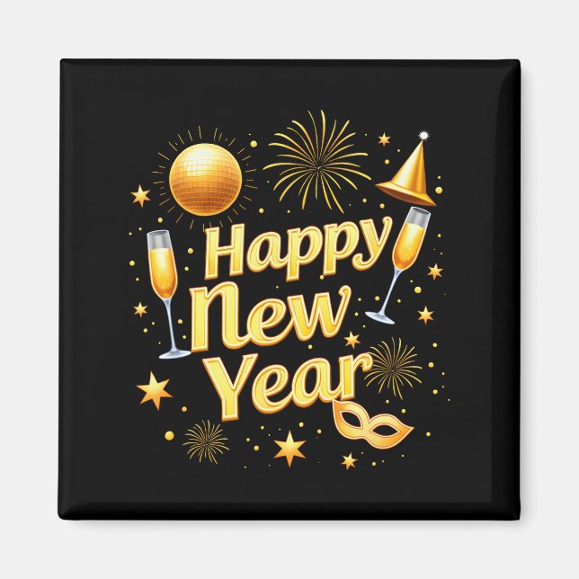 Aimant Joyeuse année 2026 Nouvel An Eve Party compte à re (Devant)