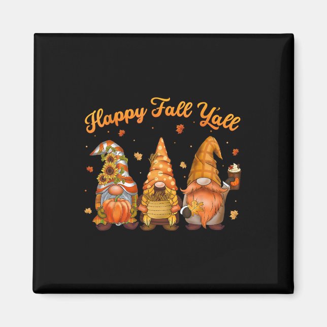 Aimant Joyeuse Chute à Tous Gnome Citrouille Feuilles d'A (Devant)
