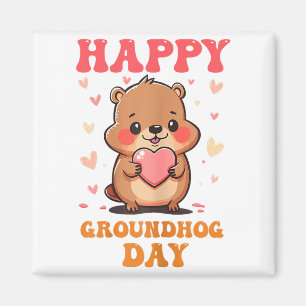 Aimant Joyeuse fête de la marmotte Mignon Art Groovy Grap