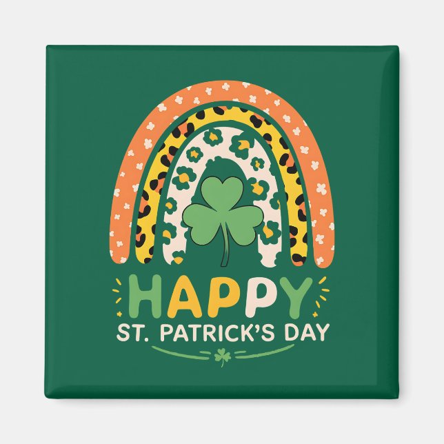 Aimant Joyeuse Fête de la Saint-Patrick Mignon Léopard Ar (Devant)