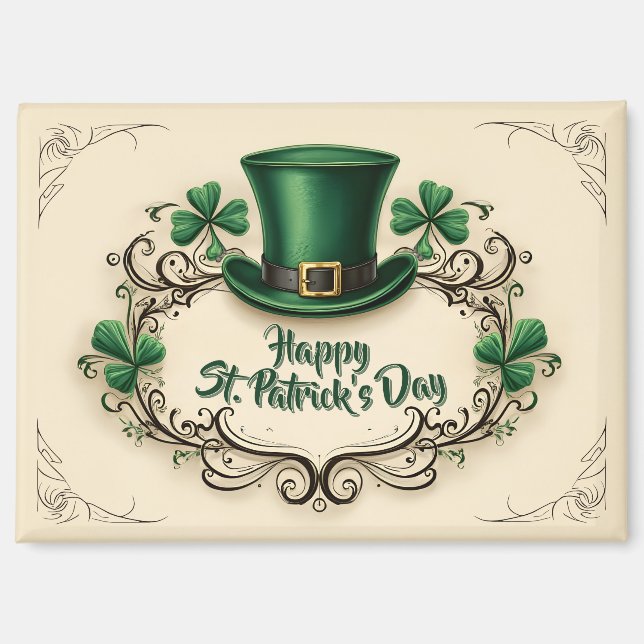Aimant Joyeuse fête de la Saint-Patrick, modèle de trèfle (Recto)