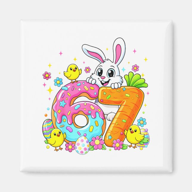 Aimant Joyeuse fête de Pâques 67 Drôle Six Sept Lapin Mig (Devant)