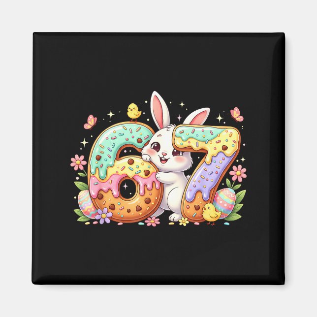 Aimant Joyeuse fête de Pâques 67 Lapin Six Sept Pâques 6  (Devant)