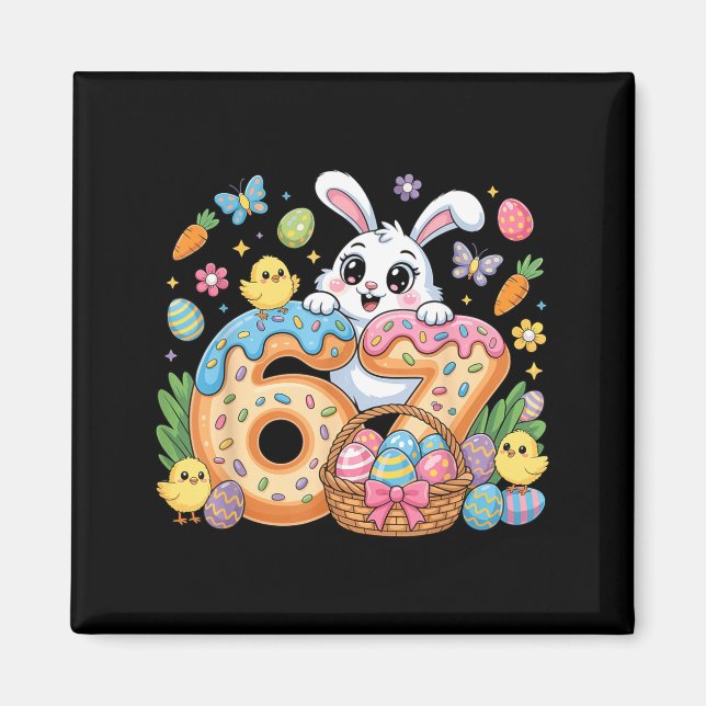 Aimant Joyeuse fête de Pâques drôle 67 lapin six sept fil (Devant)