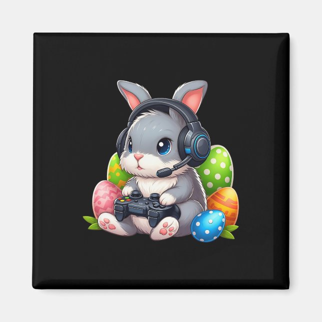 Aimant Joyeuse fête de Pâques Garçons Lapin Œuf Jeu Vidéo (Devant)