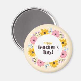 Aimant Joyeuse Fête des Enseignants Fleurs Sauvages
