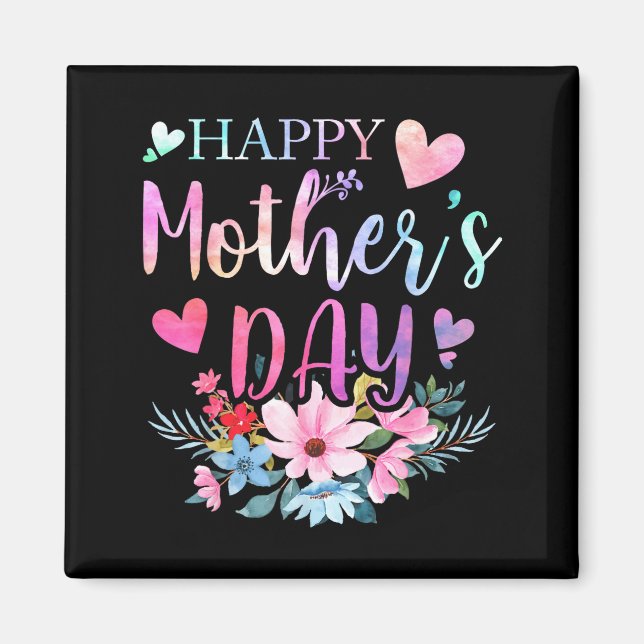 Aimant Joyeuse fête des mères avec fleur maman maman gran (Devant)