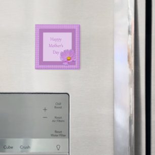 Aimant Joyeuse fête des mères avec Fleur violette claire