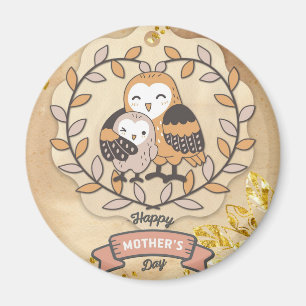 Aimant Joyeuse fête des mères chouette chouette oiseau am