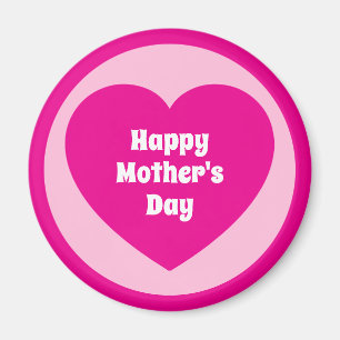 Aimant Joyeuse Fête des Mères Cœur Rose Chaud Simple Mign