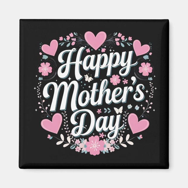 Aimant Joyeuse fête des Mères Maman Mamie Florale Mignonn (Devant)