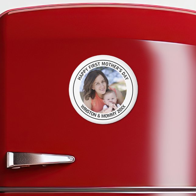 Aimant Joyeuse Fête des mères Photo et Texte personnalisé (Créateur téléchargé)