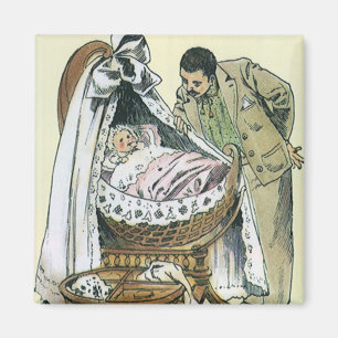 Aimant Joyeuse Fête des Pères Vintage, Couffin de bébé vi