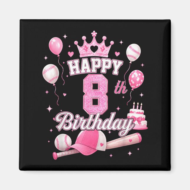 Aimant Joyeuse fille pour son 8ème anniversaire 8 ans Bas (Devant)