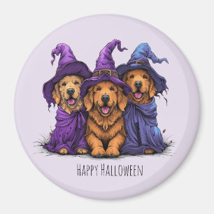 Aimant Joyeuse Halloween Golden Retriever Chiens sorcière