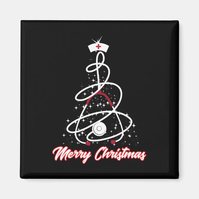 Aimant Joyeuse infirmière de Noël Chemise Yuletide Pratic (Devant)