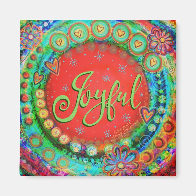 Aimant Joyeuse Jolie Fun Colorful Flowity Inspirivity (Devant)