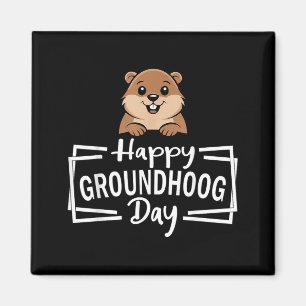 Aimant Joyeuse journée de la marmotte Marmotte mignonne H