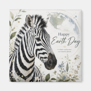 Aimant Joyeuse Journée de la Terre Faune Zèbre