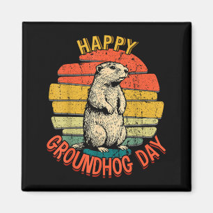 Aimant Joyeuse journée du marmotte vintage drôle woodchuc