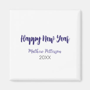 Aimant Joyeuse nouvelle année violet noir ajouter nom ann