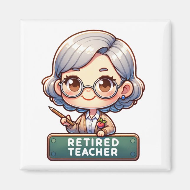 Aimant Joyeuse retraite : Charmant enseignant retraité (Devant)