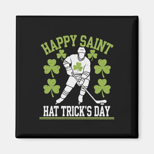 Aimant Joyeuse Saint Hat Trick's Day Saint-Patrick Hockey (Devant)