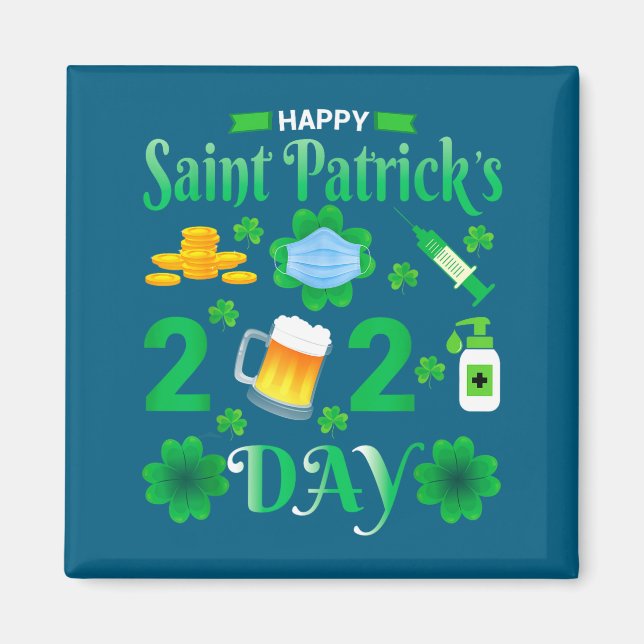 Aimant Joyeuse Saint-Patrick 2024 Visage de Trèfle Irland (Devant)