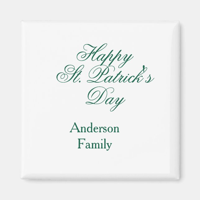 Aimant Joyeuse Saint-Patrick famille nom vert minimal (Devant)