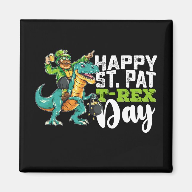 Aimant Joyeuse Saint-Patrick Pat T Rex Dinosaure (Devant)