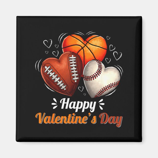 Aimant Joyeuse Saint-Valentin Basketball Baseball Footbal (Devant)