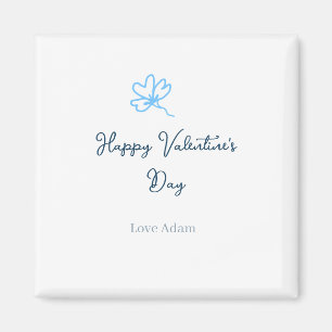 Aimant Joyeuse Saint-Valentin bleue fleur nom rustique am