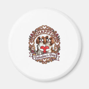 Aimant Joyeuse Saint-Valentin Chien Cadre floral à coeur